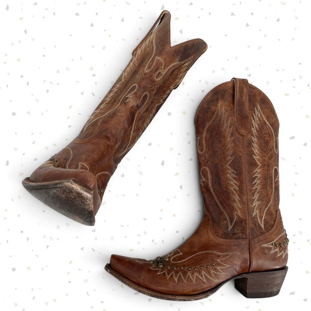 Idyllwind Trouble Brown Leather Western Cowboy Boots Eagle Thunderbird Studs 8.5